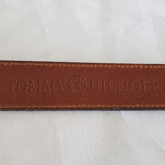 Vtg Tommy Hilfiger Men's 40 L/XL Genuine Leather Tan Dress Belt Brass Buckle USA - Picture 5 of 12